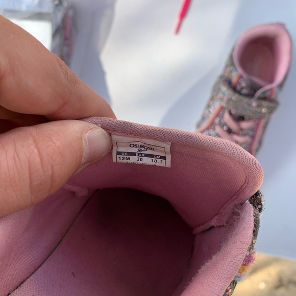 Oshgosh size 12 M Kids Glitter Sneakers with Pink Accents - Picture 3 of 5